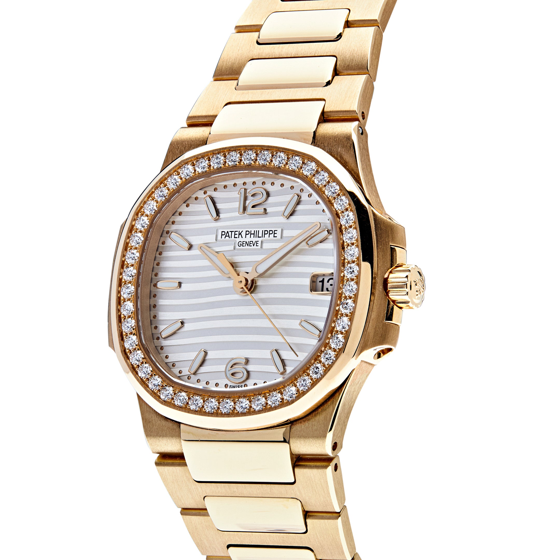 Patek Philippe Ladies Nautilus Quartz Rose Gold Diamond Bezel 7010/1R-011