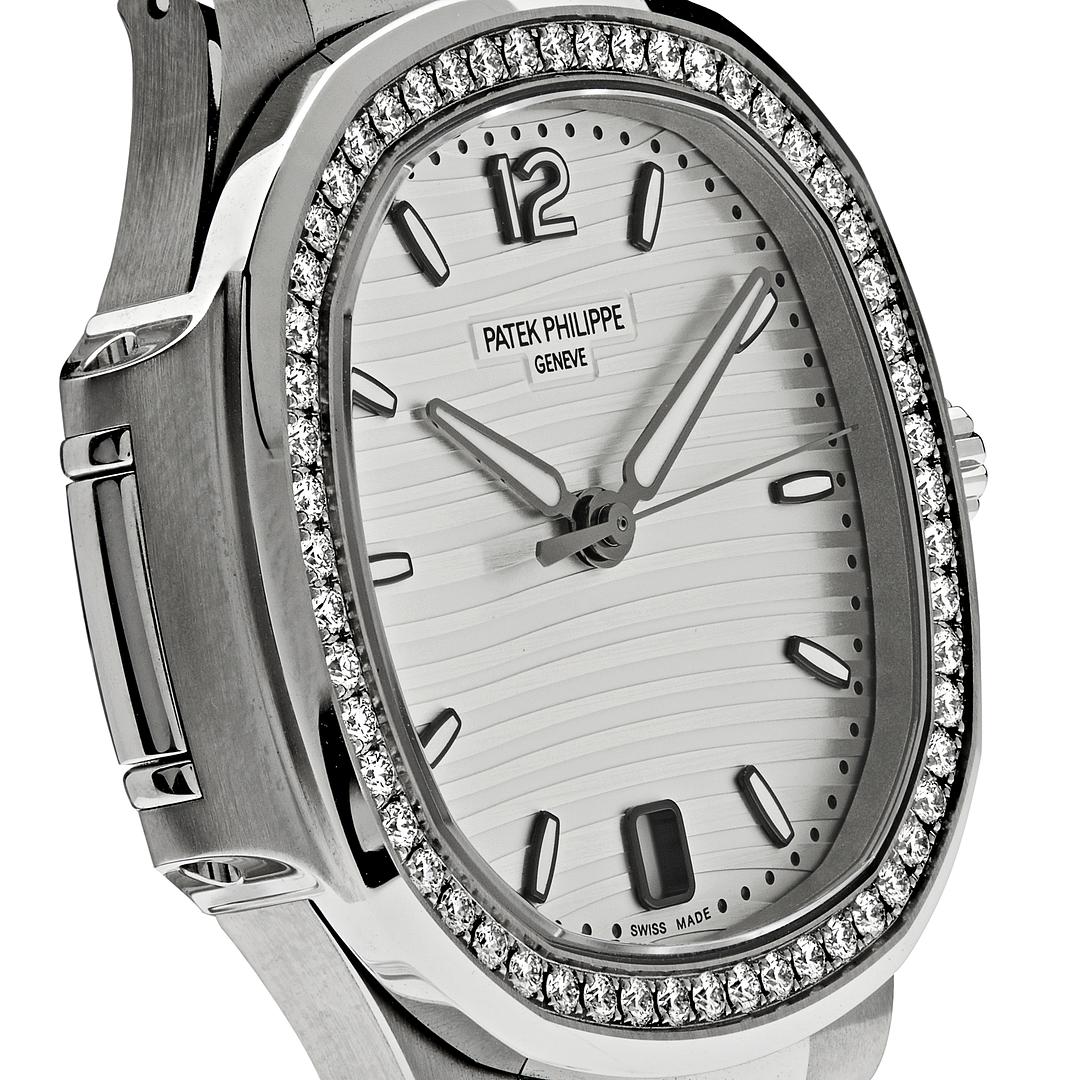 Patek Philippe Ladies Diamond Nautilus Stainless Steel White Dial Diamond Bezel 7118/1200A-010