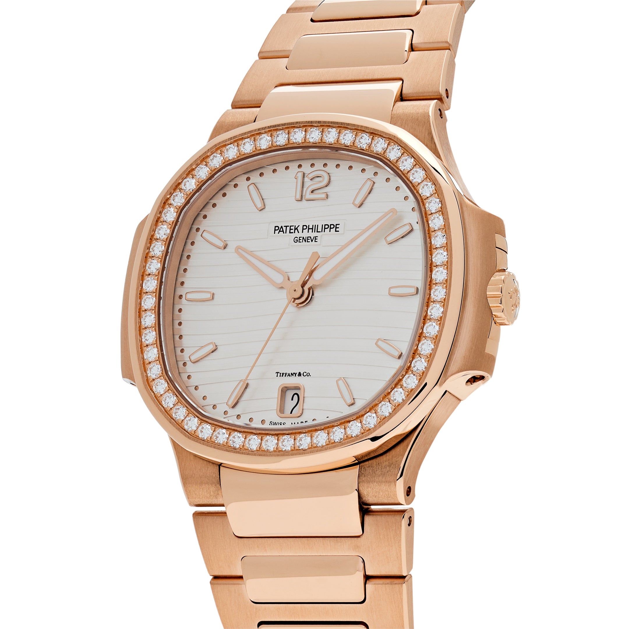 Patek Philippe Nautilus Rose Gold Diamond Bezel White Tiffany & Co. Dial 7118/1200R-001