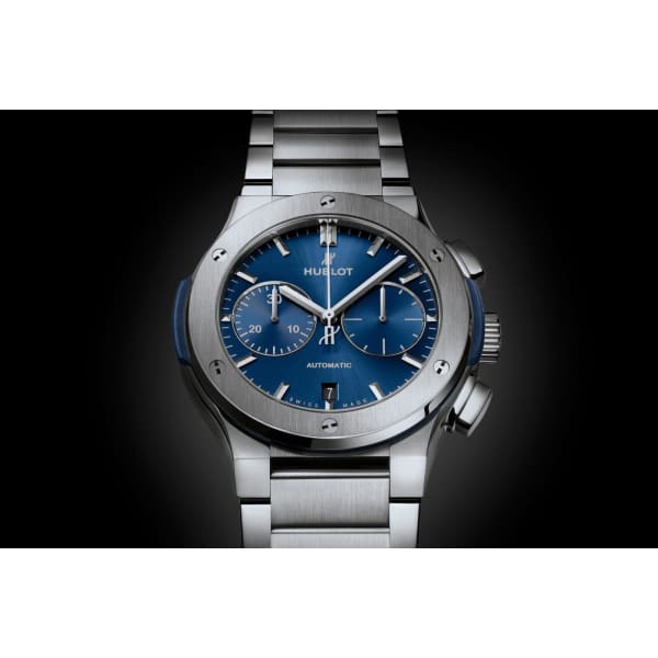Hublot Classic Fusion Blue Chronograph Titanium Bracelet Ref. # 520.NX.7170.NX