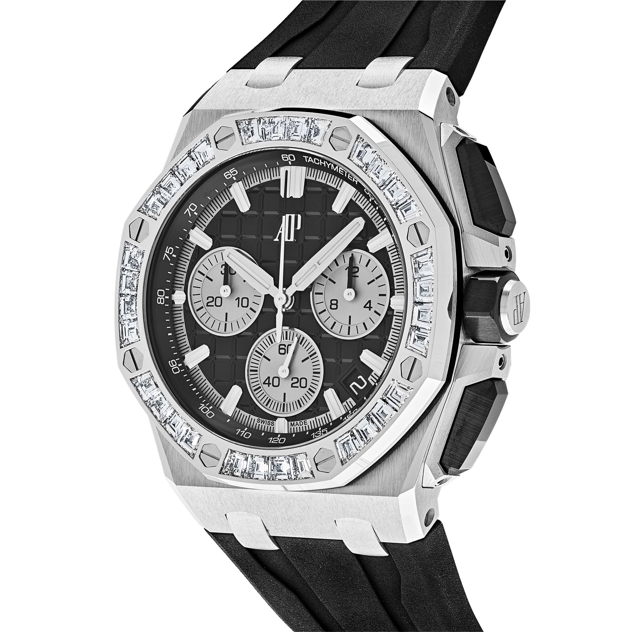 Audemars Piguet Royal Oak Offshore Selfwinding Chronograph White Gold Diamond Bezel Black Dial 26424BC.ZZ.D002CA.01