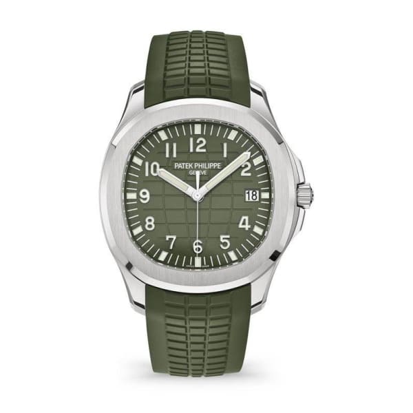 Patek Philippe Aquanaut White Gold 5168G-010 with Khaki Green Embossed dial