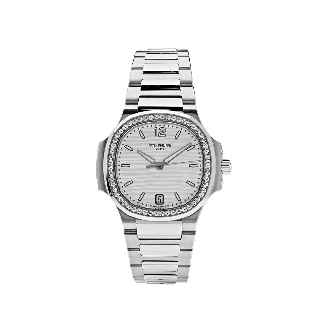 Patek Philippe Ladies Diamond Nautilus Stainless Steel White Dial Diamond Bezel 7118/1200A-010