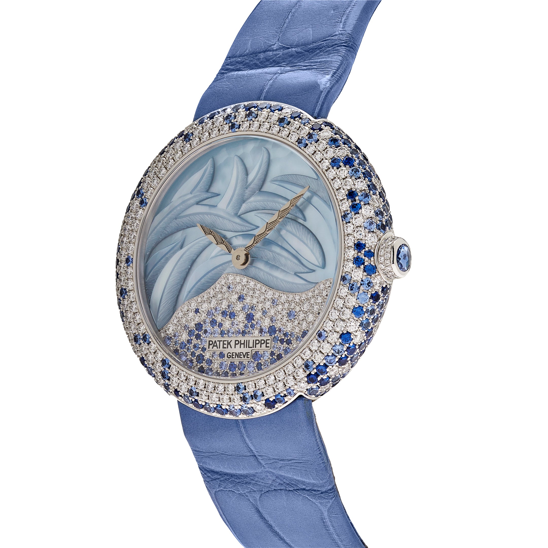 Patek Philippe Calatrava White Gold Mother of Pearl Diamonds and Blue Sapphires 4899/901G-001