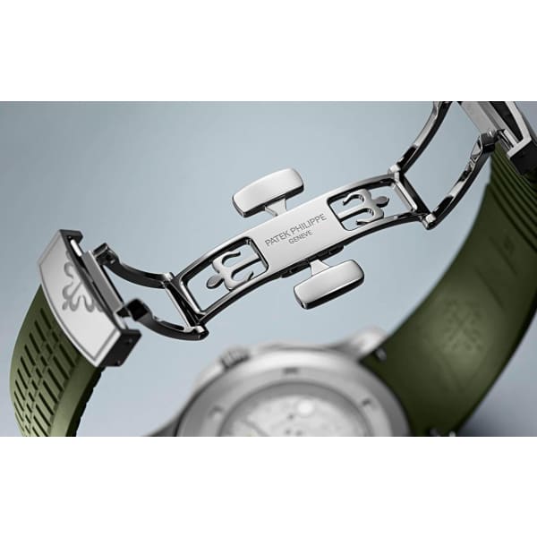 Patek Philippe Aquanaut White Gold 5168G-010 with Khaki Green Embossed dial