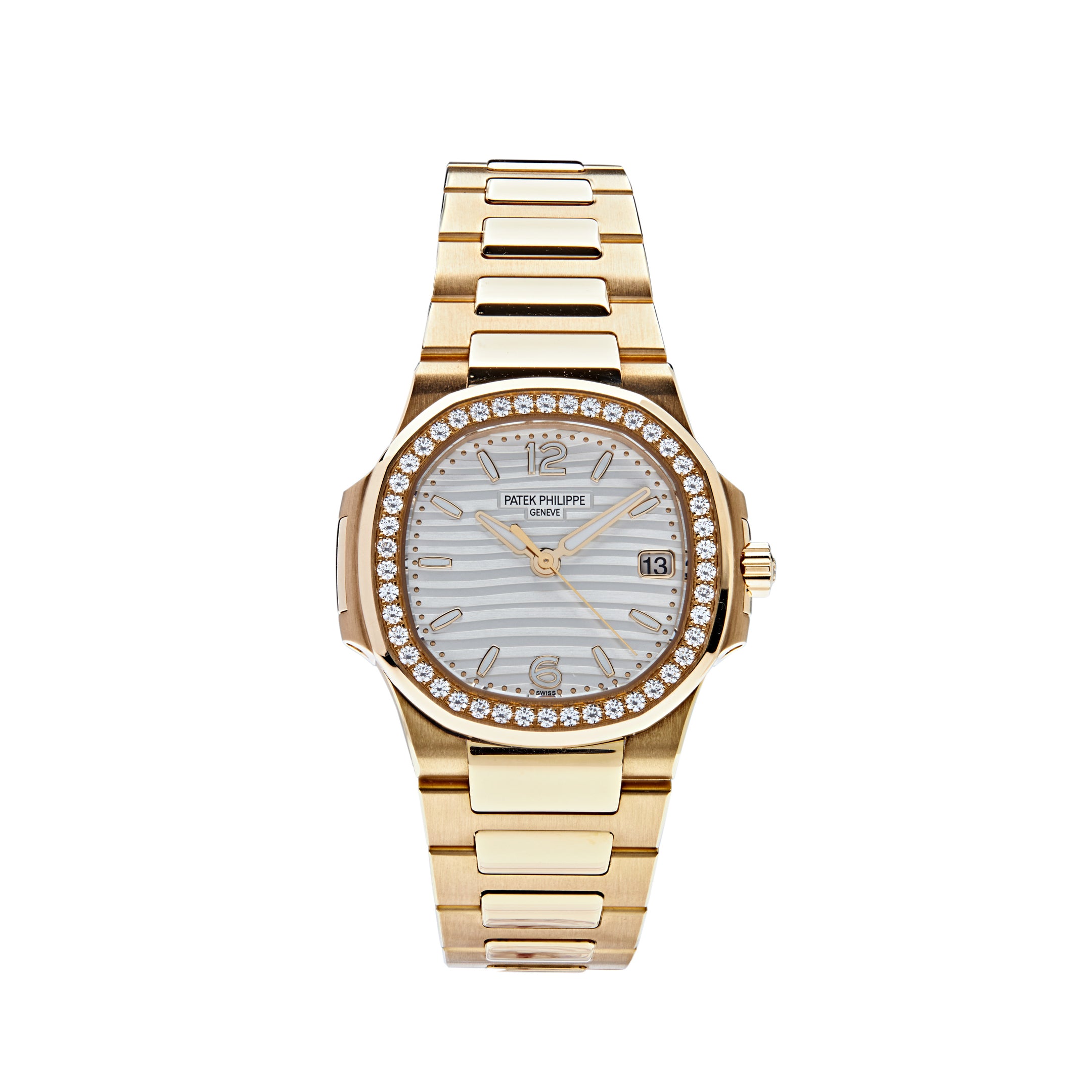 Patek Philippe Ladies Nautilus Quartz Rose Gold Diamond Bezel 7010/1R-011