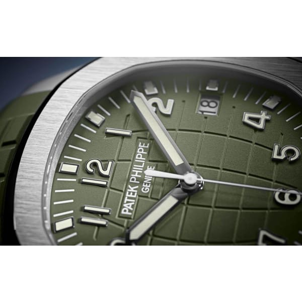 Patek Philippe Aquanaut White Gold 5168G-010 with Khaki Green Embossed dial