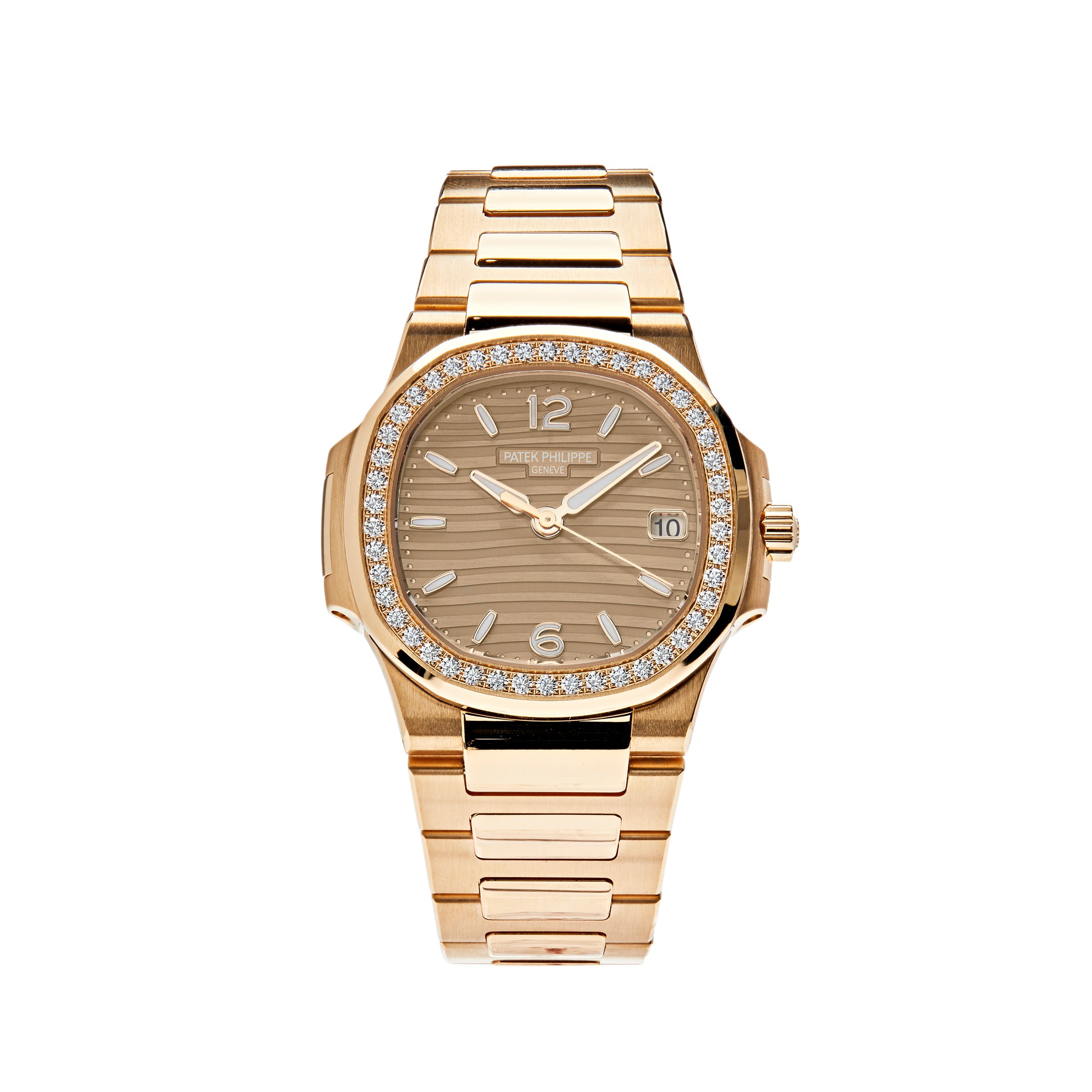 Patek Philippe Ladies Nautilus Quartz Rose Gold Diamond Bezel 7010/1R-012
