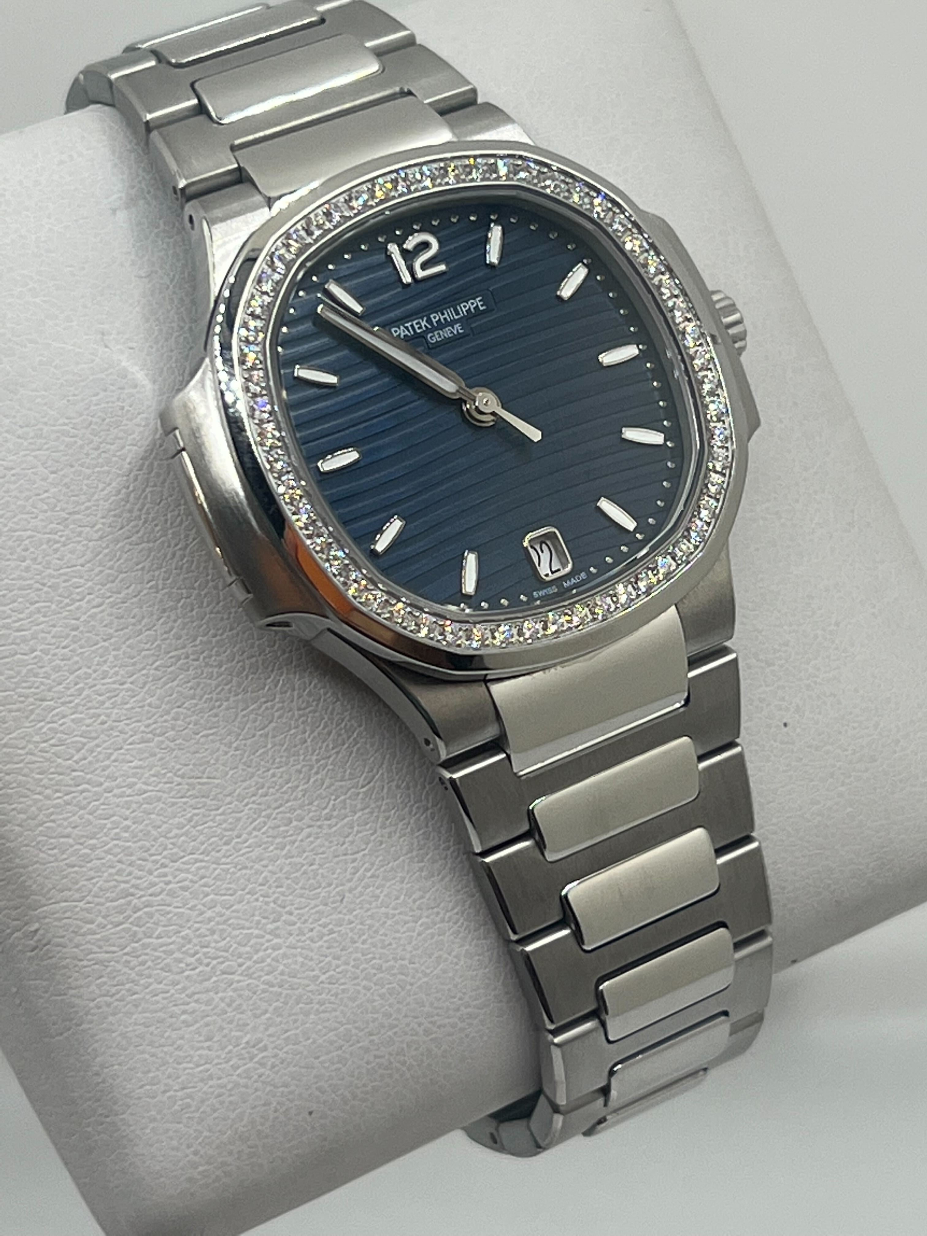 Patek Philippe Nautilus Ladies Blue Dial Diamond Bezel 7118/1200A-001