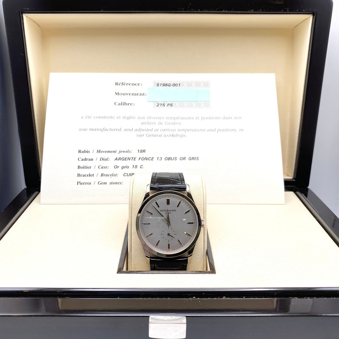 Patek Philippe Calatrava Manual Winding White Gold 5196G