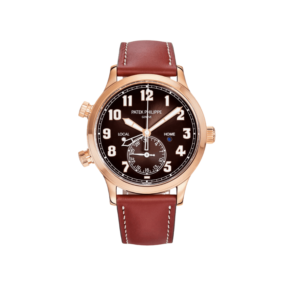Patek Philippe Calatrava Pilot Travel Time Rose Gold Brown Dial 5524R-001