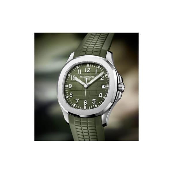 Patek Philippe Aquanaut White Gold 5168G-010 with Khaki Green Embossed dial