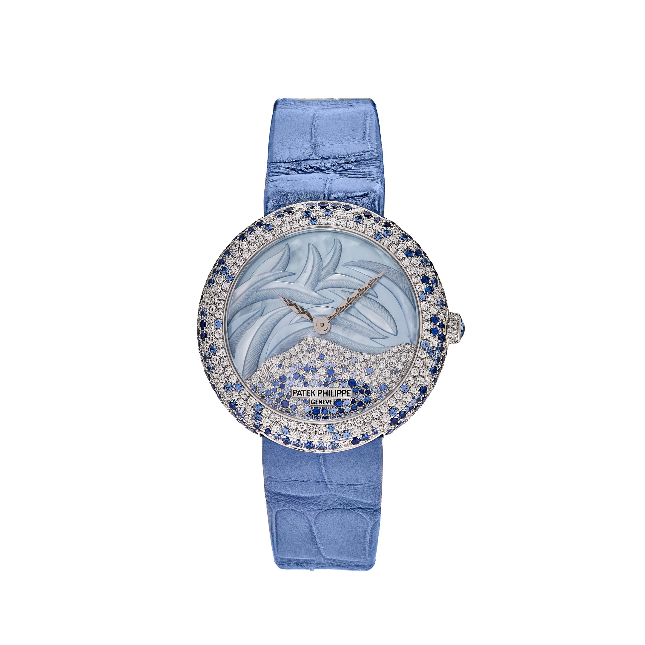 Patek Philippe Calatrava White Gold Mother of Pearl Diamonds and Blue Sapphires 4899/901G-001