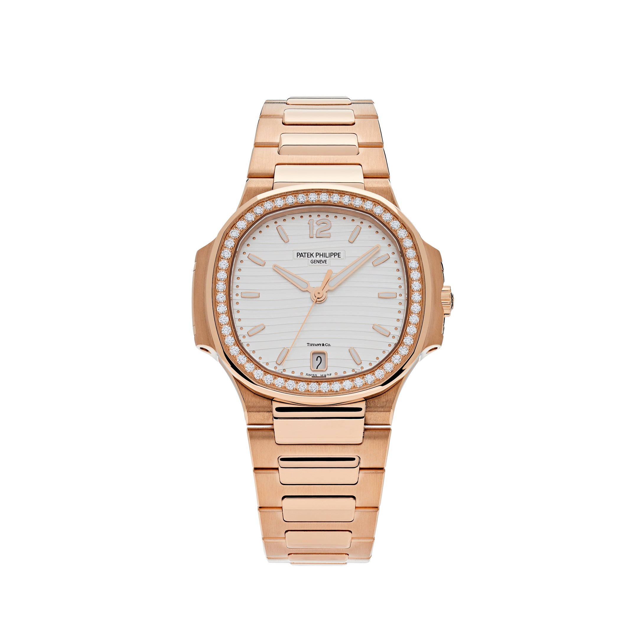 Patek Philippe Nautilus Rose Gold Diamond Bezel White Tiffany & Co. Dial 7118/1200R-001