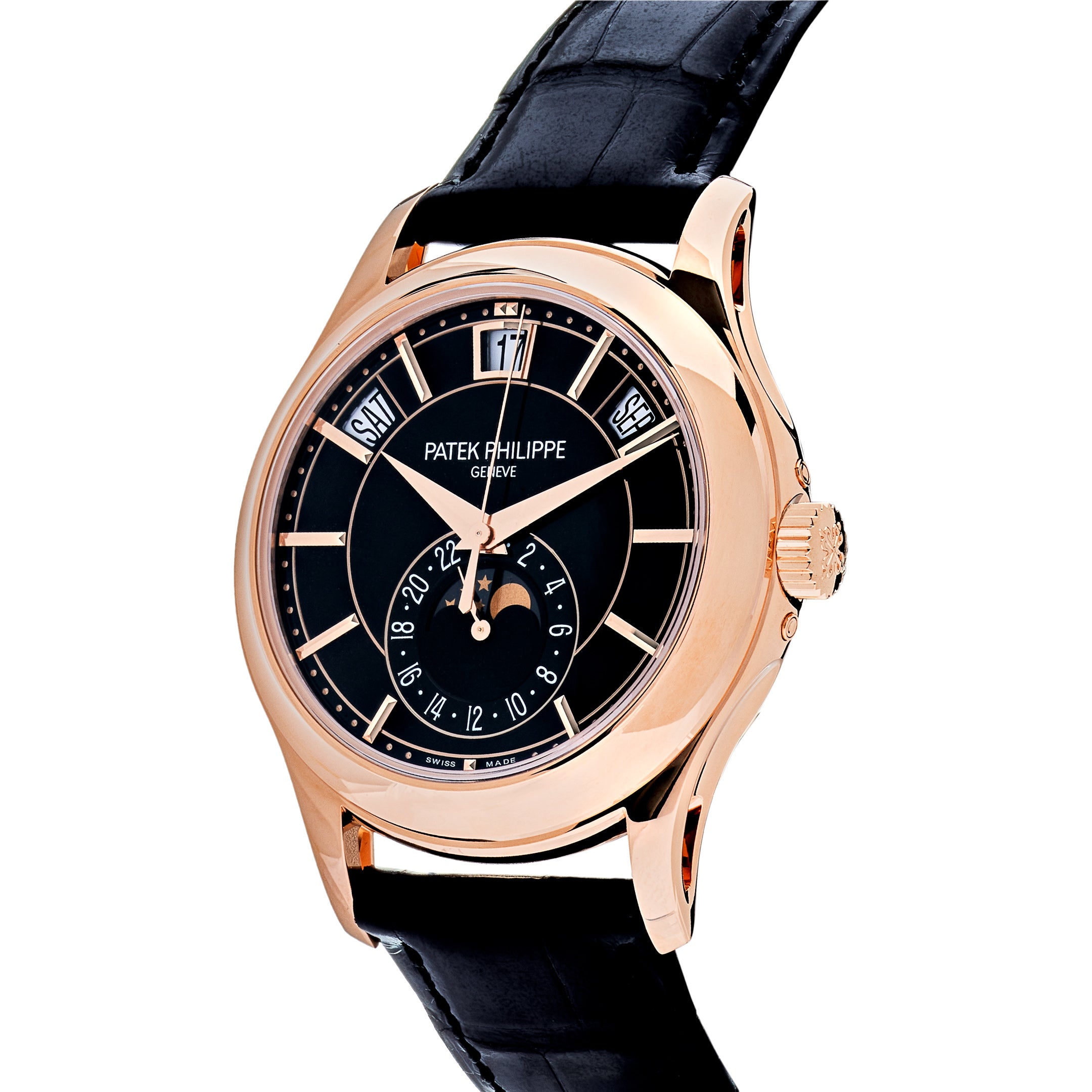 Patek Philippe Annual Calendar Complications Rose Gold Black Dial 5205R-010