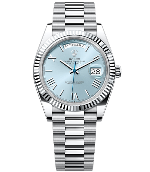 Rolex Oyster Perpetual Day-Date 40 in Platinum with Ice-Blue Dial Men's Watch 228236-0012