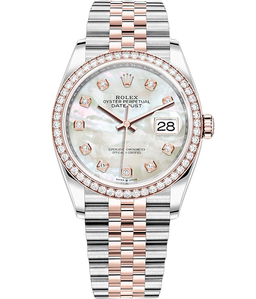 Rolex Datejust 126281RBR MOP Diamond Jubilee 36mm Steel and Rose Gold Watch