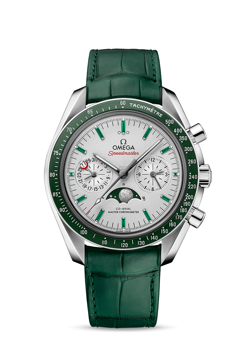 MOONPHASE COAXIAL MASTER CHRONOMETER MOONPHASE CHRONOGRAPH 44.25 MM 304.93.44.52.99.003 FAVOURITES COMPARE Platinum on Leather strap