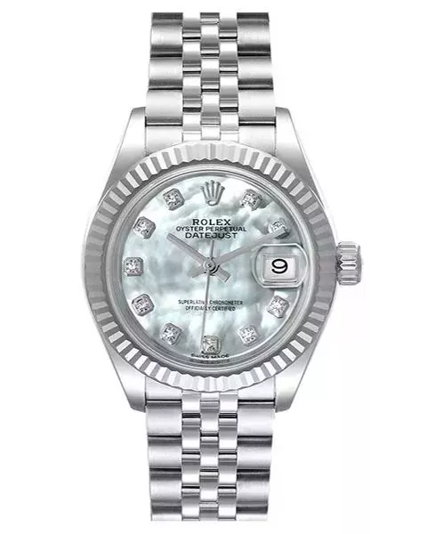 Rolex 179174 Diamond Lady Datejust White Gold Bezel Mother Of Pearl