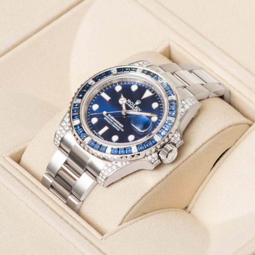 Rolex Submariner Date 116659 SABR 18K White Gold Diamonds Sapphires UNWORN